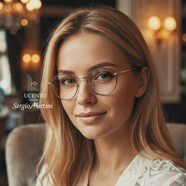 عینک طبی زنانه سرجیو مارتینی SM-2322 | فریم گرد طلایی استیل