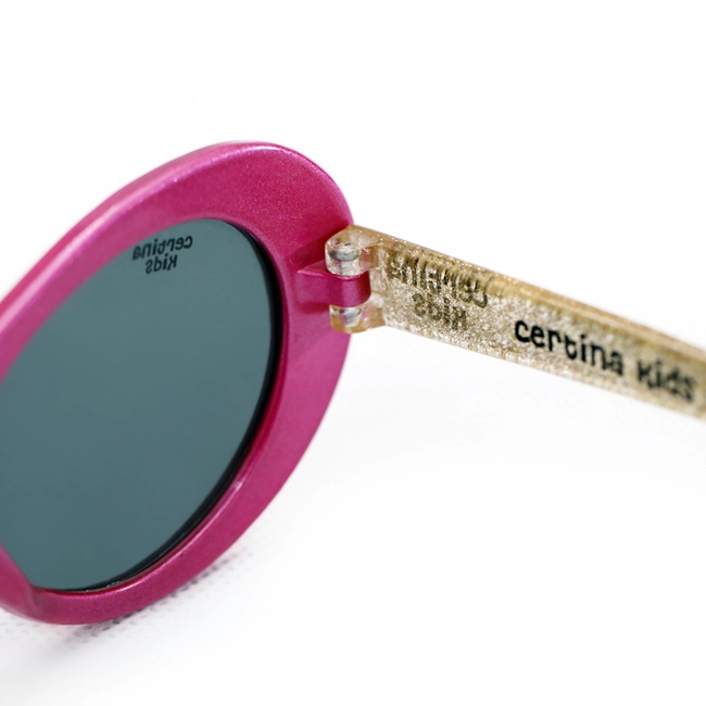 عینک آفتابی کودک Certina Kids مدل CK-Flexi 107 | فریم صورتی براق نگیندار، دستههای اکلیلی طلایی، عدسی UV400 پولاریزه ( مناسب ۱-۴ سال ) - تصویر 4
