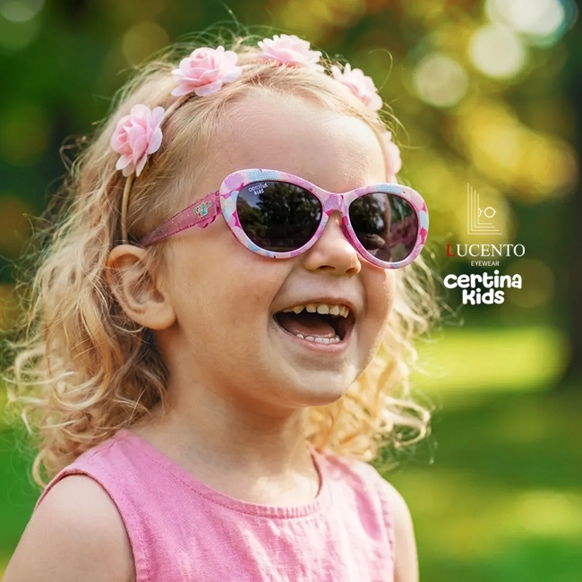عینک آفتابی کودک Certina Kids مدل CK-Flexi 106 | فریم صورتی طرح قلب، عدسی UV400 پولاریزه ( مناسب ۱-۴ سال )