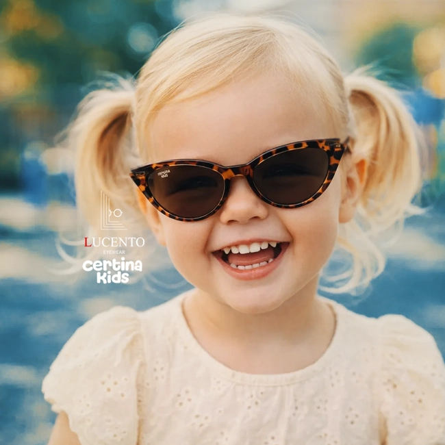 عینک آفتابی Certina Kids مدل CK-Flexi 101، فریم طرح پلنگی tortoise، عدسی قهوه‌ای، مناسب کودکان ۱ تا ۴ سال.