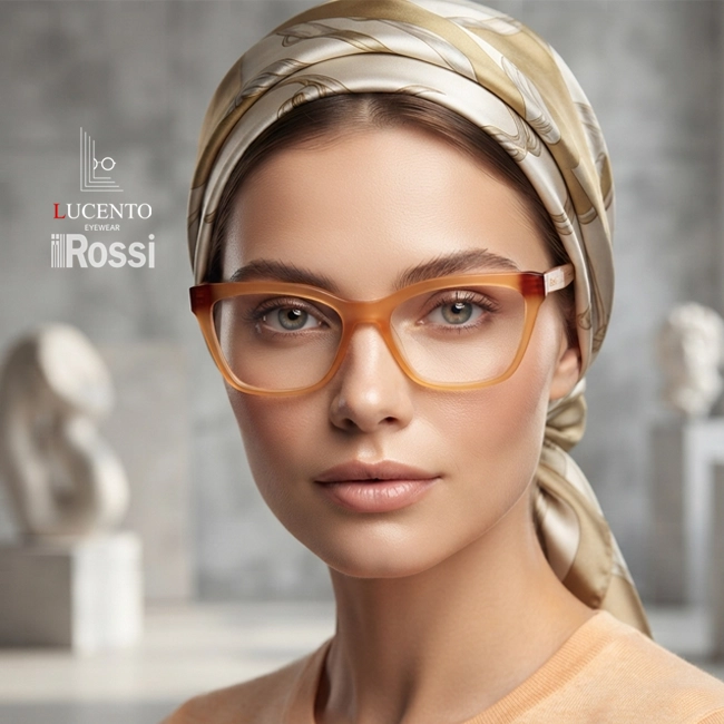 فریم عینک طبی زنانه ROSSI مدل 130058LJH رنگ آجری گربه‌ای سایز 53-17-145 از جنس کائوچو