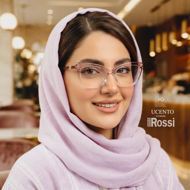 فریم عینک طبی زنانه ROSSI مدل TF6513 گربه‌ای رنگ یاسی کم‌رنگ از جنس کائوچو سایز 53-18-142
