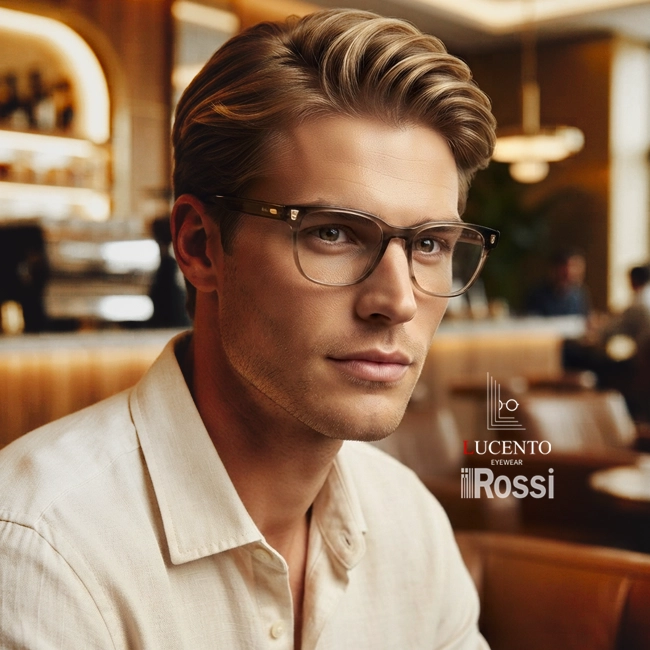 عینک طبی مردانه ROSSI OLD4722a با فریم بیضی طرح‌دار قهوه‌ای و ابعاد 53 میلی‌متر