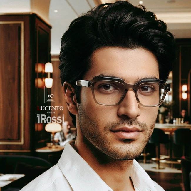 عینک طبی مردانه ROSSI مدل HA504 با فریم ویفری کائوچو و شیشه قهوه‌ای