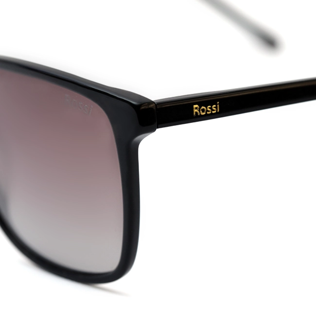 عینک آفتابی مردانه ROSSI مدل R8161 | فریم مستطیلی مشکی با عدسی قهوهای UV400 پولاریزه - تصویر 5