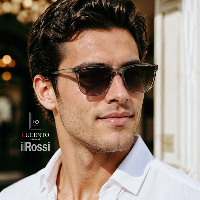 عینک آفتابی مردانه ROSSI مدل S8579 سایز 56 با فریم مستطیلی نسکافه ای و عدسی قهوه ای UV400 پولاریزه