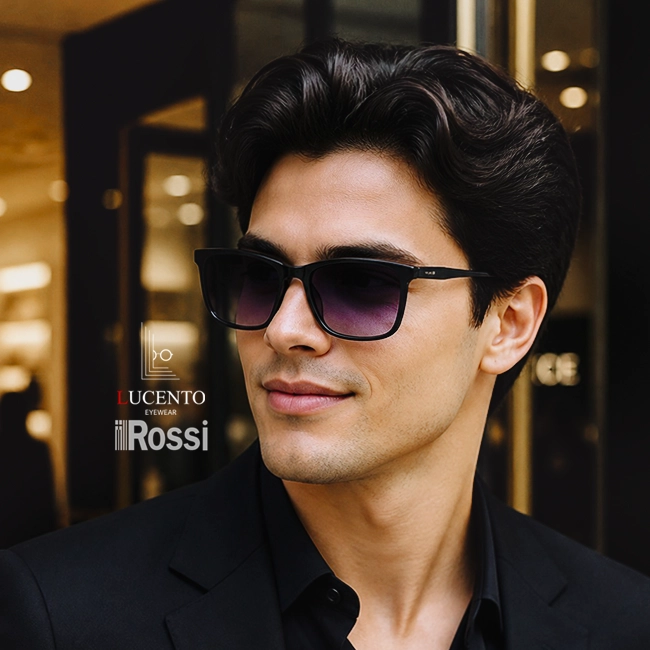 عینک آفتابی مردانه ROSSI مدل 1097MS سایز 56 با فریم مستطیلی قهوه‌ای مات و عدسی قهوه‌ای UV400 پولاریزه