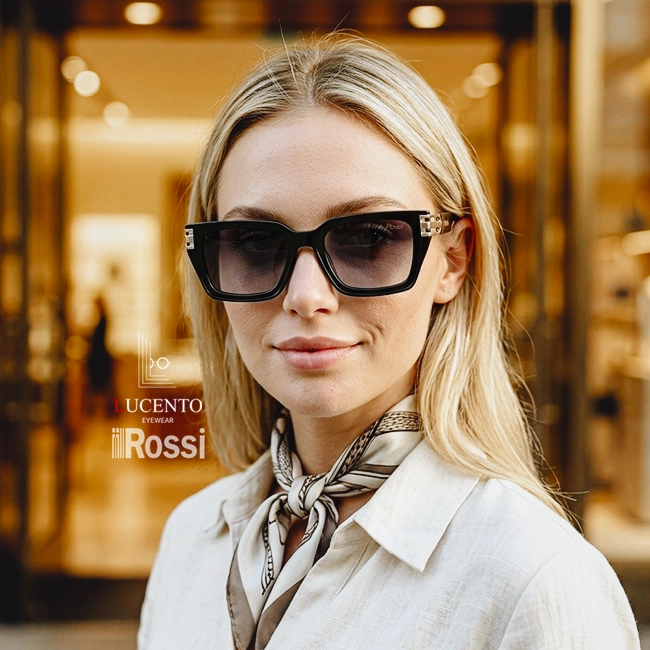 عینک آفتابی یونیسکس ROSSI مدل 9622 سایز 53 با فریم پروانه ای مشکی و عدسی سایه روشن UV400 پولاریزه