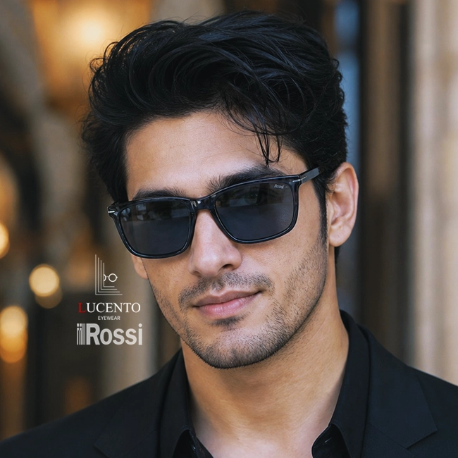 عینک آفتابی مردانه ROSSI مدل DB1145/G/S سایز 57 با فریم مستطیلی دودی و عدسی دودی UV400 پولاریزه