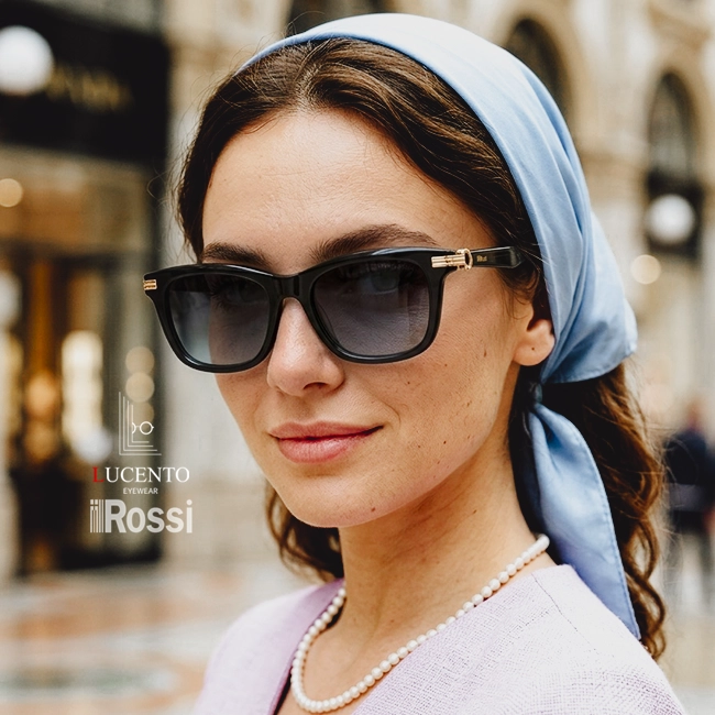 عینک آفتابی یونیسکس ROSSI مدل CT0396S سایز 53 با فریم ویفری مشکی و عدسی دودی UV400 پولاریزه