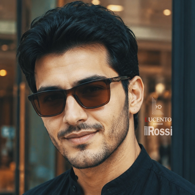عینک آفتابی مردانه ROSSI مدل R115 سایز 54 با فریم ویفری نسکافه‌ای و عدسی قهوه‌ای UV400 پولاریزه